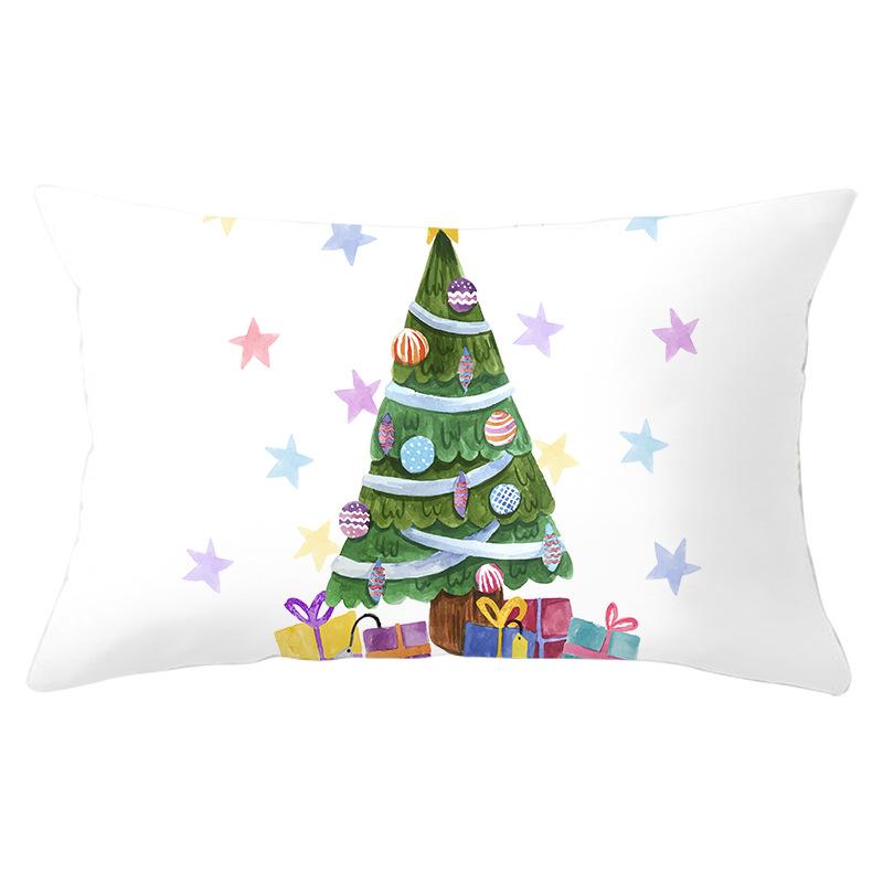 Simple Cartoon Print Series Christmas Waist Pillowcase Peach Skin Printed Pillowcase Home