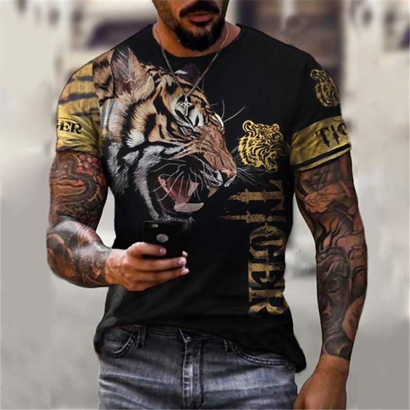 Men s Graphic Animal Tiger Shirt T Shirt Tee Short Sleeve T shirt 3D Print Crew Neck Shirt Designer Basic Slim Fit Casual Daily XL