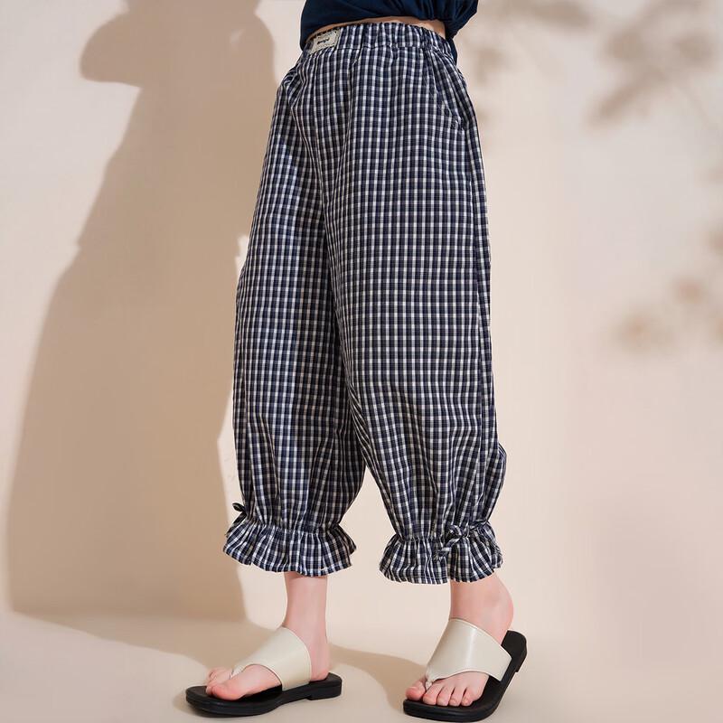 Montagut Girls' Ruffled Plaid Casual Ankle Pants