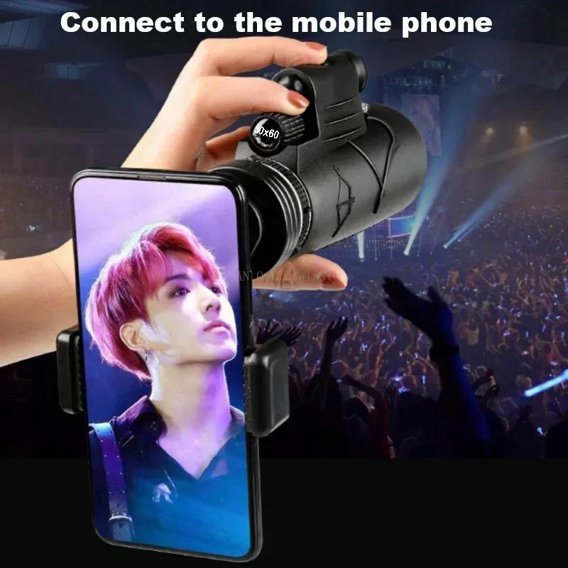 Powerful 50x60 Monocular Telescope Professional Long Range Prismatic Zoom HD BAK4 Portable Binoculars for Hunting