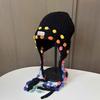 Sweet Cute Colored Braided Wool Hat Vintage Handwoven Fringed Knitted Hat Kids Season Ear Protector