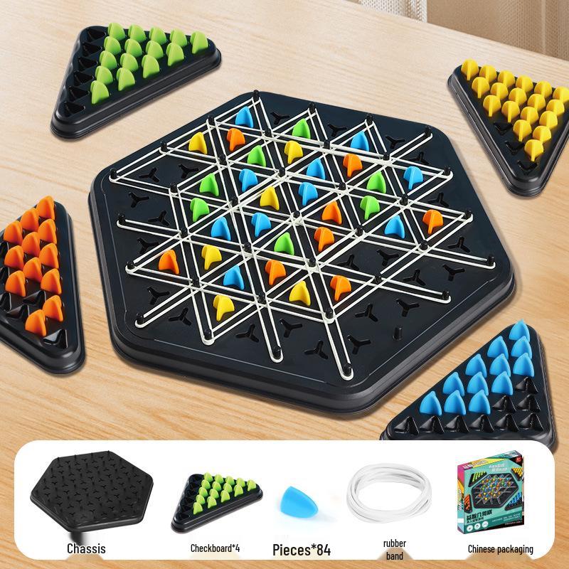 

Цепочные шахматы Интерактивная игра-головоломка для семей - Геометрические треугольные шахматы с резинками