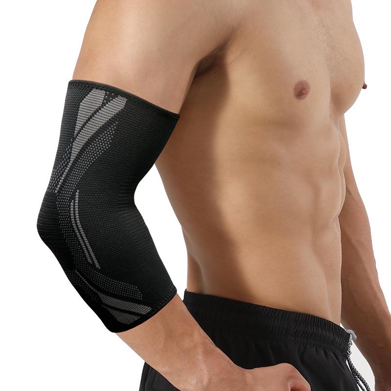 

Unisex Knitted Elbow Support: Anti-Slip, Breathable, Sweat-Wicking for Sports & Fitness Black-Grey L Single