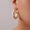 Retro Cable Knit Leather Earrings: French Chic C-Shaped Gold-Plated Copper Hoops
