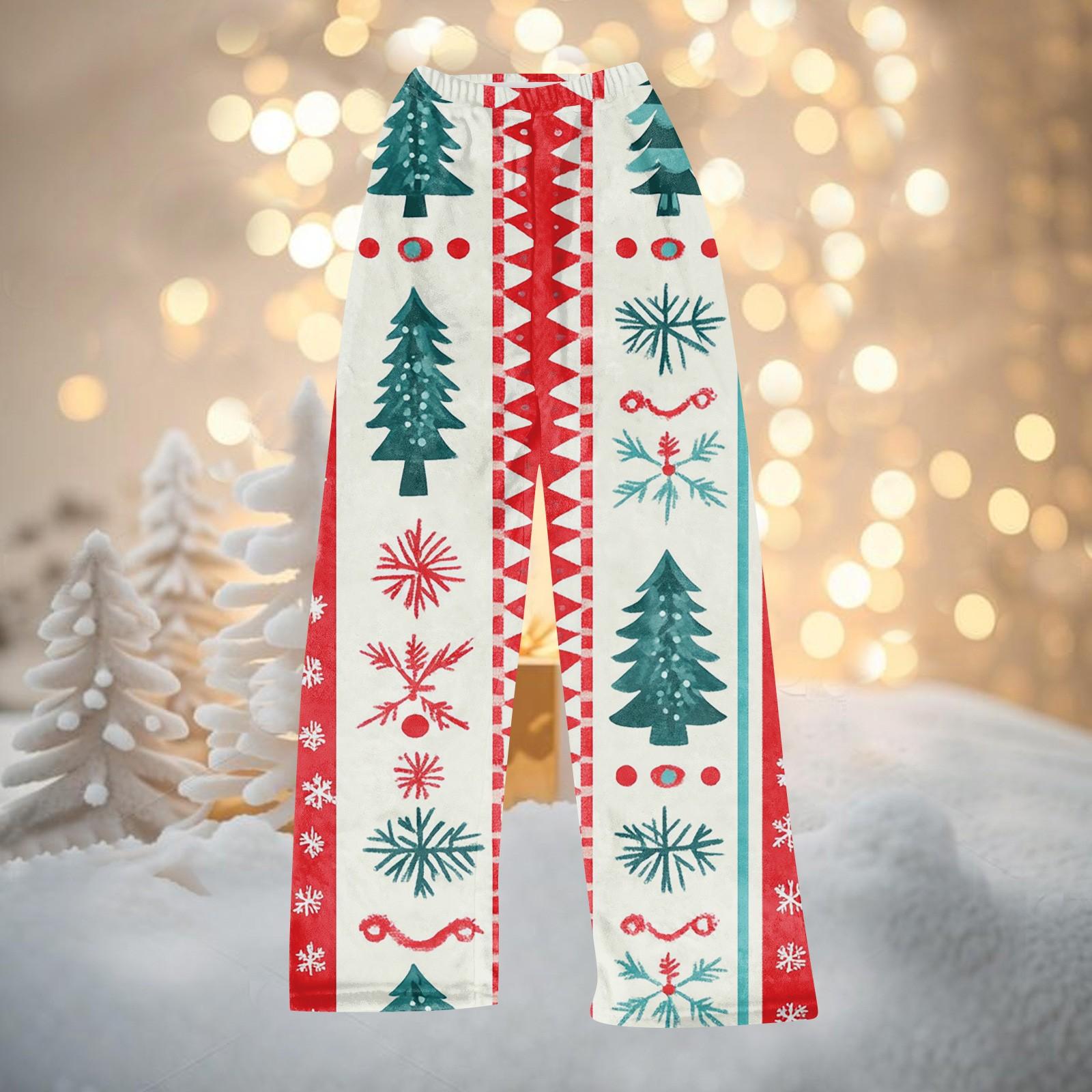 

Женские осенне-зимние брюки, длинные брюки, рождественские принтованные брюки XS белый