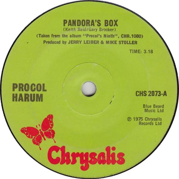 

7inch Record PROCOL HARUM - Pandora s Box CHS2073 Chrysalis 1975 UK Rock Used
