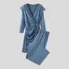 INCERUN 2 Pezzi Uomo Scollo a V Manica Lunga Maglietta Ruffle Intrecciata Pantaloni Lunghi Set Pigiama Completi