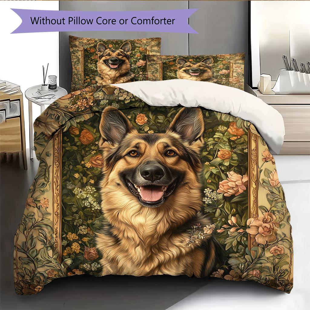 German Shepherd Pattern Bedding Home Decoration Birthday Gift (1 * duvet cover + 2 * pillowcase, without core)