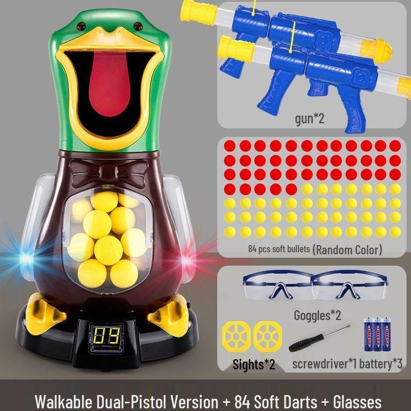 Hit Me Ducky! Parent-Child Interactive Toy with Air-Powered Soft Bullet, 3-Shot Firing for Kids 6+