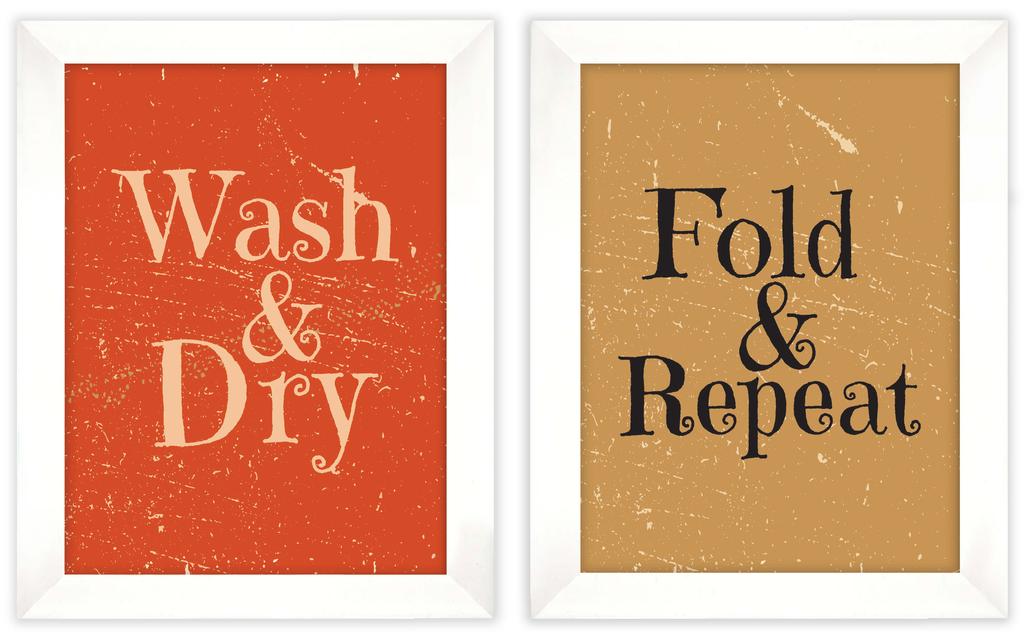 Inkdotpot 2 Piece Laundry Signs for Laundry Room Decor Wash Dry Fold Repeat Poster With Frame, Laundry Room Wall Art Signs Framed