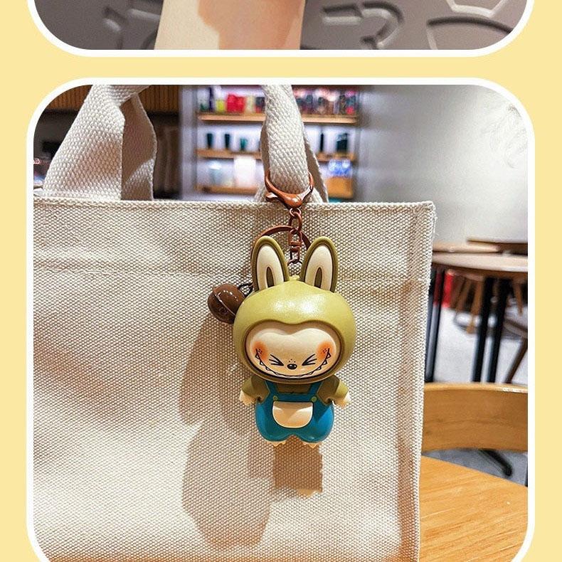 Creative Labubu Face Changing Cartoon Keychain, Labubu Doll Pendant, 3D Bag Pendant, Creative Ornament