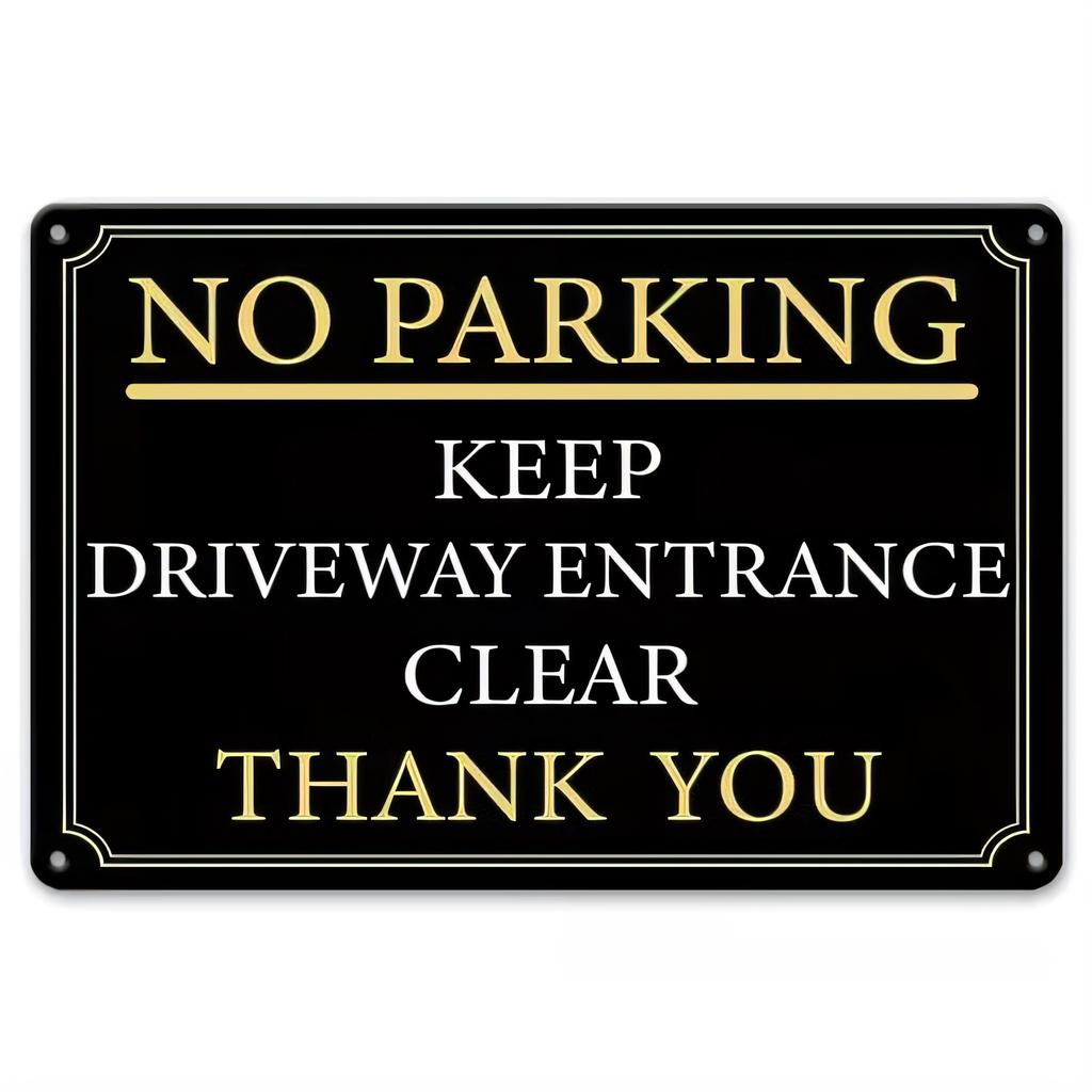Tin Sign No Parking Keep Driveway Entrance Clear Thank You Vintage Metal Wall Plaque for Home Garage Office Door Signage Retro W