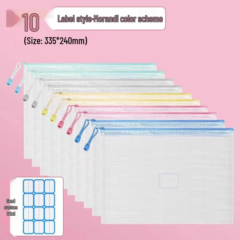 A4 Transparent Waterproof Zipper Document Bag for Exams and Office Use