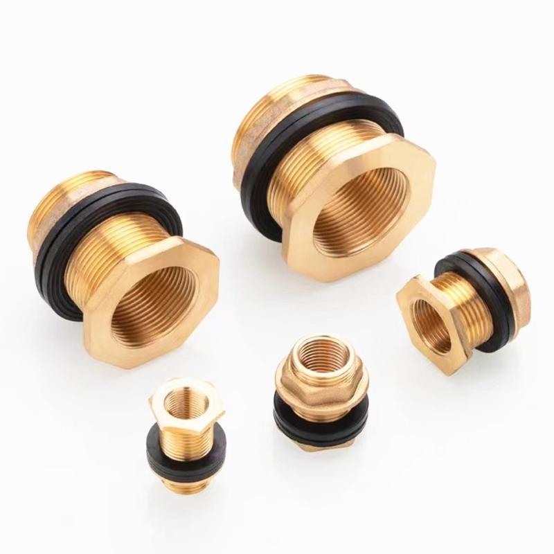 1/2 Stück Messing Gewindeverbindungsstücke Mit Gummidichtungen G3/8" x G1/2" Für Regentonnen Tanks Und Behälterinstallationen