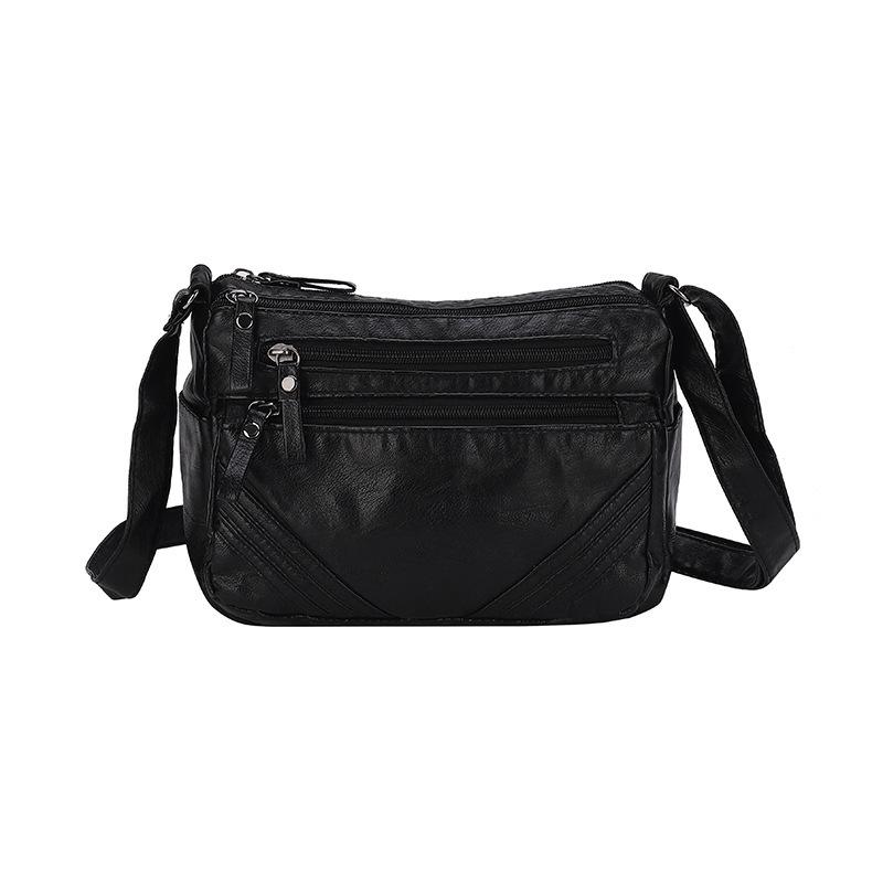 Ladies Retro Simple Medium Soft Leather Shoulder Mother Bag Washed Multi-compartment Large-capacity Mobile Phone Change Bag