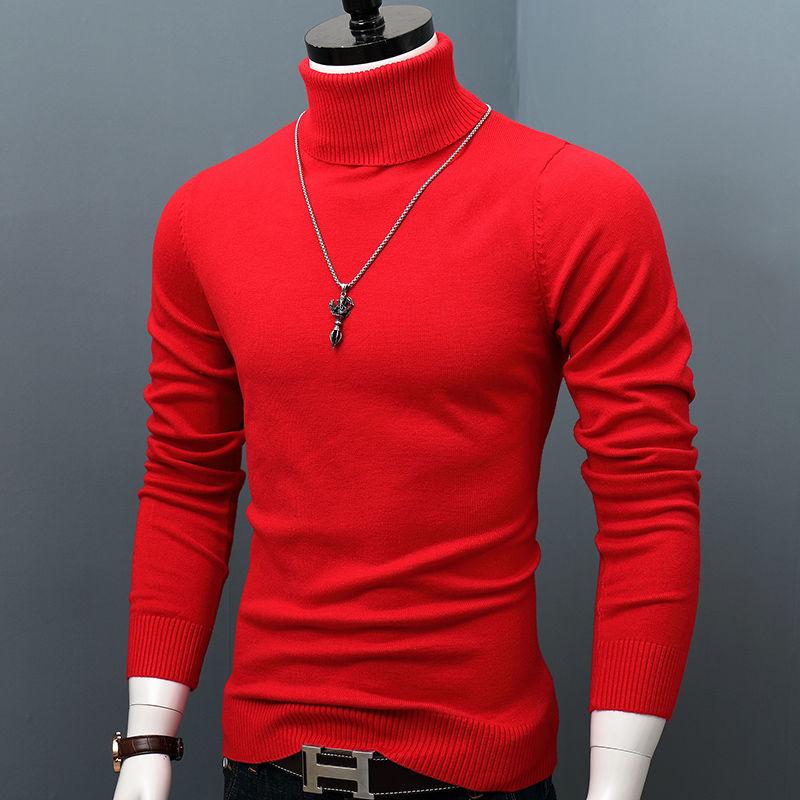 Men's Korean Style Turtleneck Knitted Sweater: Autumn/Winter Thick, Trendy, Plus Size Loose Pullover.