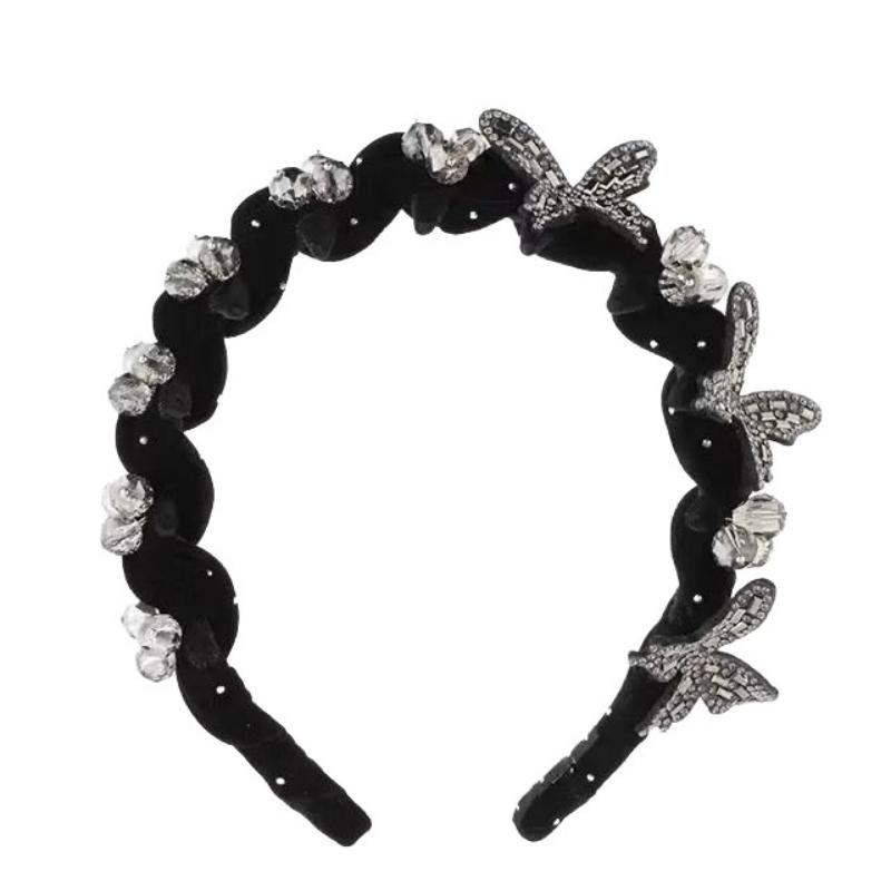 1/2Pcs High-End Sparkly Velvet Headband  Luxury Butterfly  Headband High-Top Headpiece Hair Accessory
