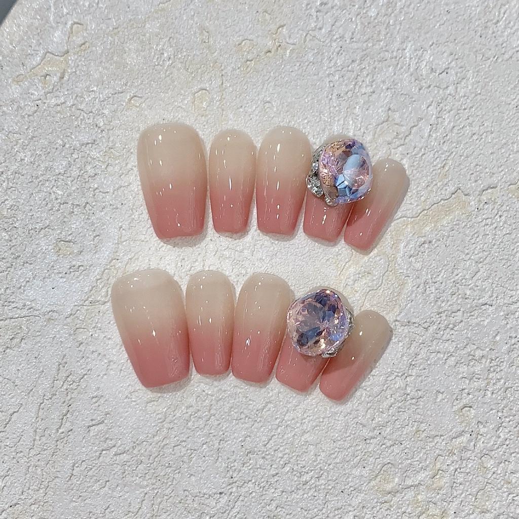 Daily Simple Short Armor Natural Smudge Gradient Nude Pink Diamond