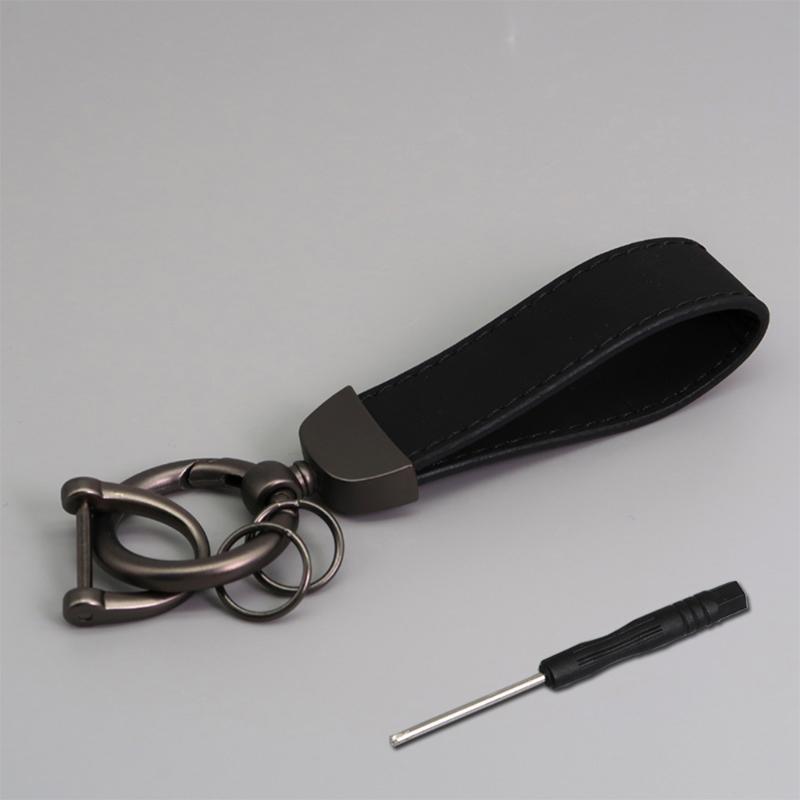 

Розкішний автомобільний брелок, брелок з натуральної шкіри, чистий колір, пряжка, автомобільний брелок, автомобільні аксесуари, подарунок чорний