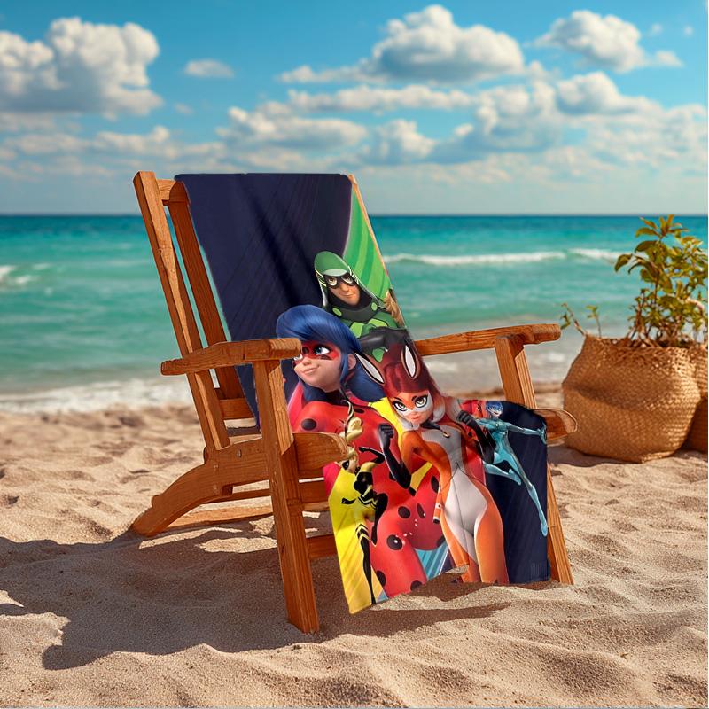 Ladybug Characters Beach Towel Microfiber Beach Towel, Lightweight and Quick-Dry, for Summer Travel, Swimming Pool Fan Birthday Gift