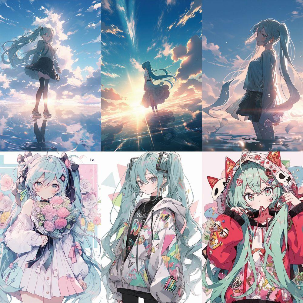 63PCS of Hatsune Miku Stickers for Anime and Cartoon-themed Water Bottles, Tablet PCs, and Waterproof Decorative Stickers