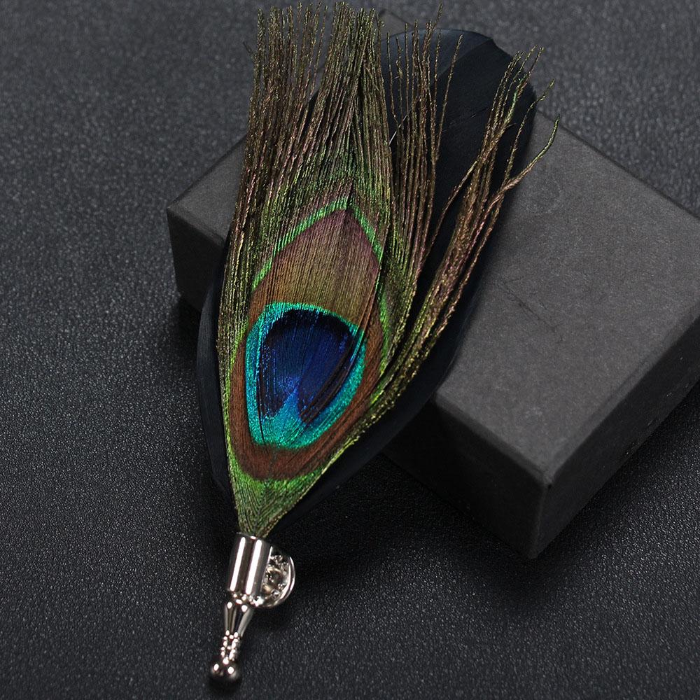 Men Fashion Design Party Feather Novelty Wedding Dress Suit Accessory Lapel Pins Jewelry Brooch