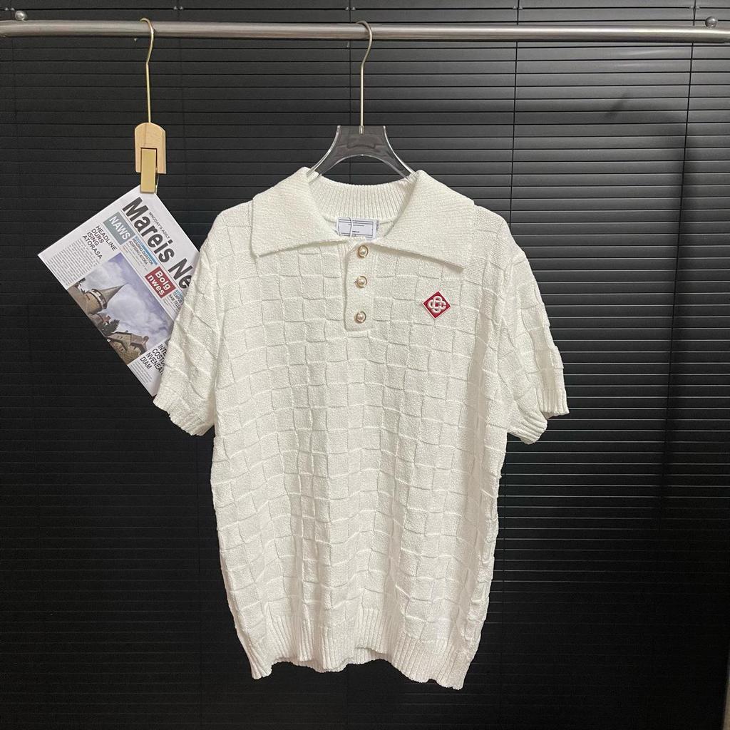 CA Summer Unisex Short Sleeve Knit Polo with Pearl Buttons
