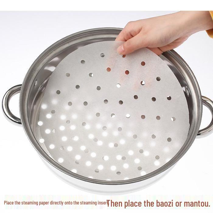 Large Non-stick Disposable Steamer Paper for Baozi & Mantou - Food Grade Commercial Basket Liner