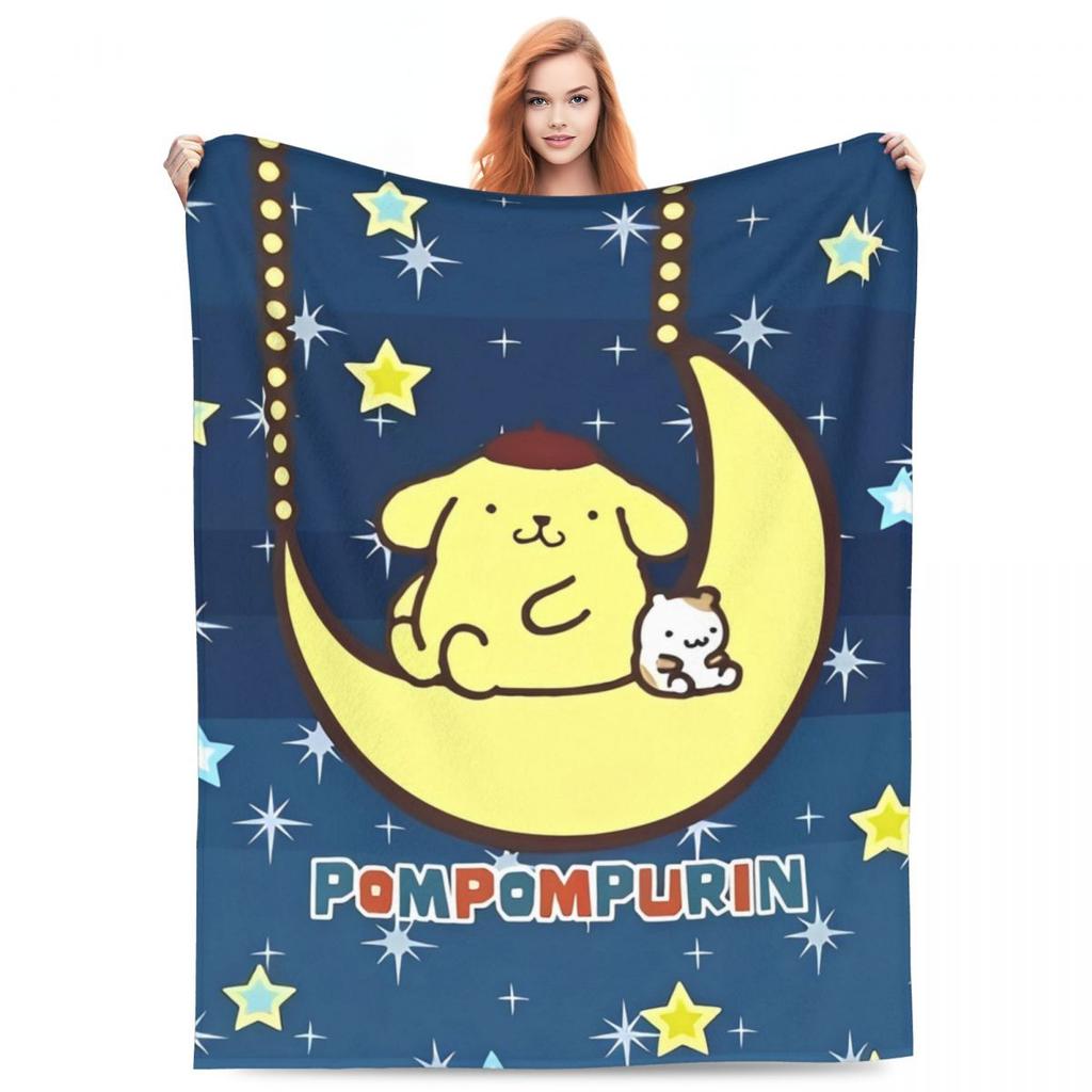 Pom Pom Purin Halloween Warm Soft Blanket Travel Office Plush Throw Blanket Outdoor Flannel Bedspread Sofa Bed Cover