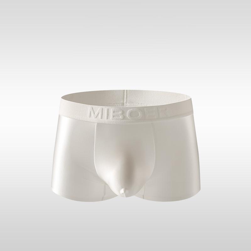 Men's Smooth Satin Ice Silk Boxer Briefs Low Waist Seamless Breathable Underwear Solid Color Soft Daily Wear Shorts