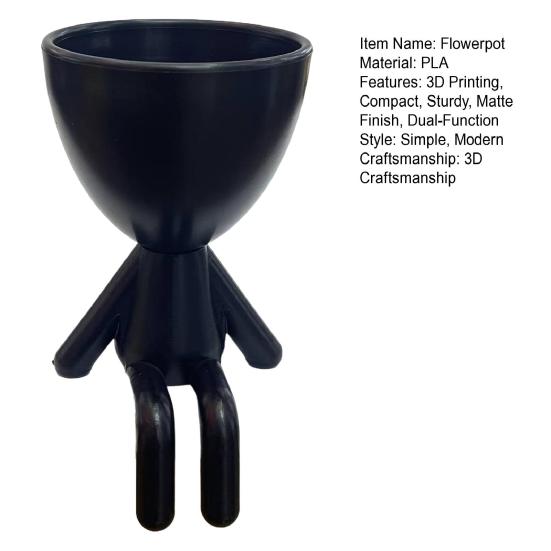 3D Printed Sitting Human Figure Succulents Planter 2-in-1 Desktop Pot & Decor Ornament