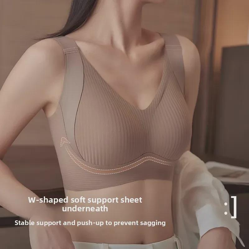 Seamless Full-Cup Adjustable Bra for Large-Breasted Women, Anti-Sagging, Thin Design, Small To Large Sizes, Side Support.
