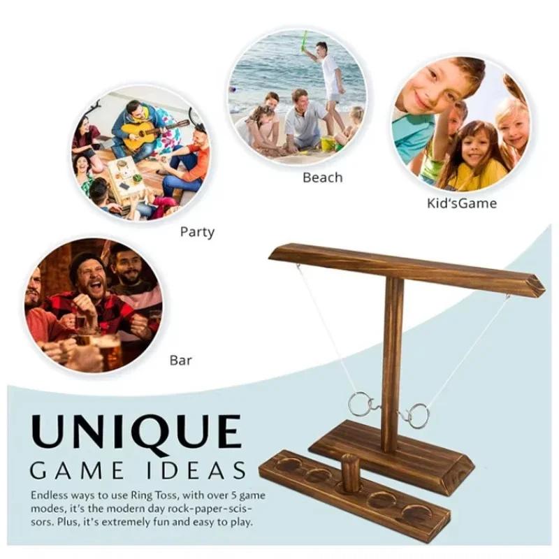 Non-Toxic Ring Toss Games For Kids Adults Home Party Drinking Games Fast-Paced Handheld Wooden Board Games S Ladder Bundle Outdoor Bars