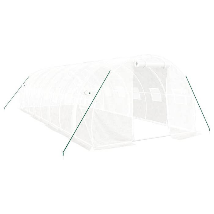 VidaXL Serre avec cadre en acier blanc 24 m² 8x3x2 m, polytunnel, serre à cadre froid, serre pour tomate, serre de jardin, 3188052