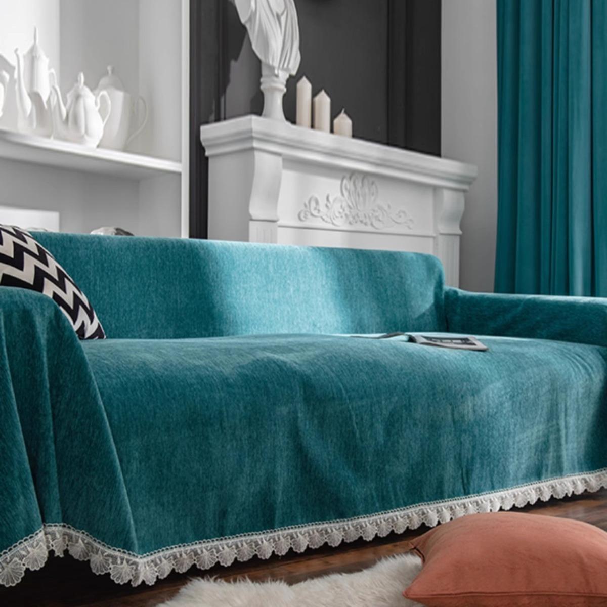 Европейское четырехсезонное простое диванное полотенце с кисточками — фото 3