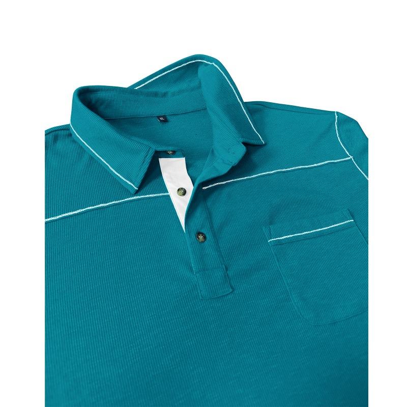 Mens Plus Size Fashion Turn Down Collar Short Sleeve Pocket Polo Shirt