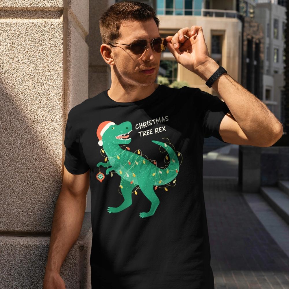 Koszulka Świąteczna Dinozaur Christmas Dino Prezent Mikołajki Klasowe L