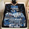 1PC Blue Diamond Emblem Custom Name Patterned Flannel Blanket Suitable For All Seasons For Home Decor Warmth And Comfort Gifts Holiday Present