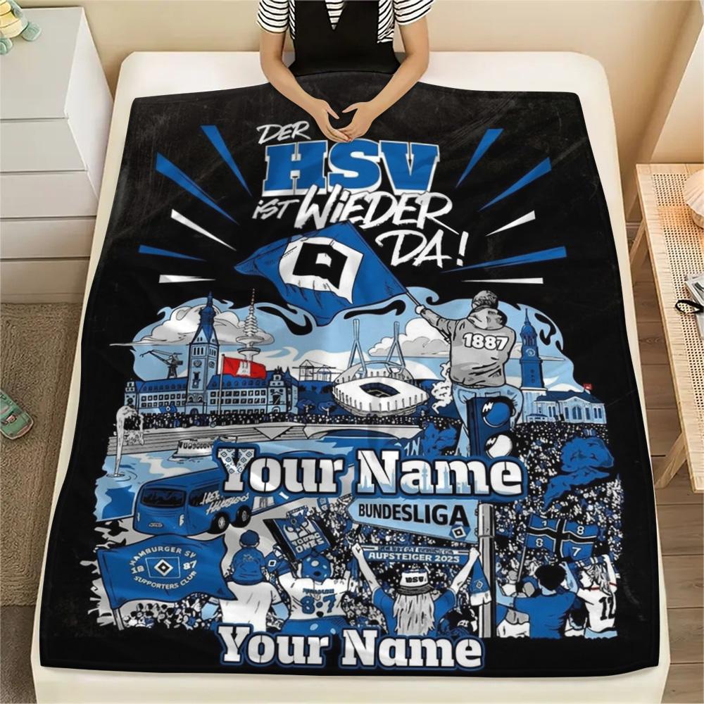 1PC Blue Diamond Emblem Custom Name Patterned Flannel Blanket Suitable For All Seasons For Home Decor Warmth And Comfort Gifts Holiday Present