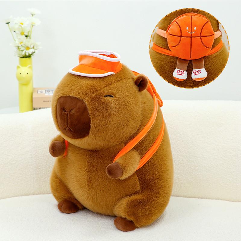Backpack Capybara Basketball Plush Toy Cozy Kids Companion Stuffed Gift Animal