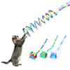 Interactive Colorful Rainbow Striped Plush Telescopic Spring Cats Toy Make Curiosity and Provide Hour of Entertainment