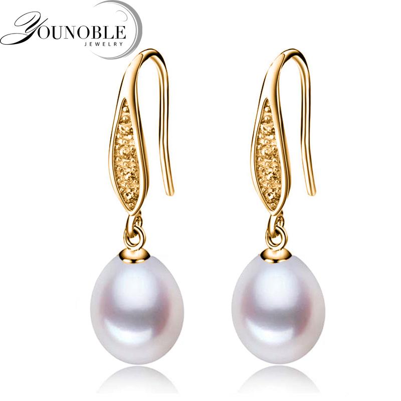 

Real Bridal Natural Freshwater Pearl Earrings For Women,925 Sterling Silver Cultured Pearl Drop Earrings Jewelry Wife Party Gift