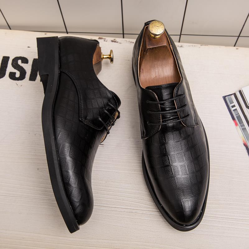 Three-head large-size shoes British pointed leather shoes raw business dress casual shoes studio size