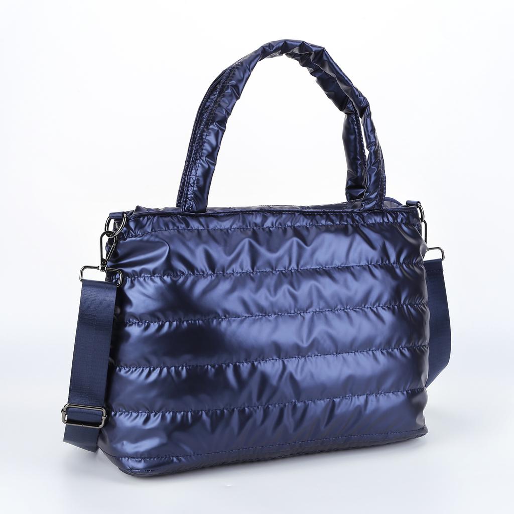 Women Quilted Tote Handbag Versatile Down Hobo Bag Lightweight Puffy Crossbody Bag Large Capacity Casual Winter Commuting Bag