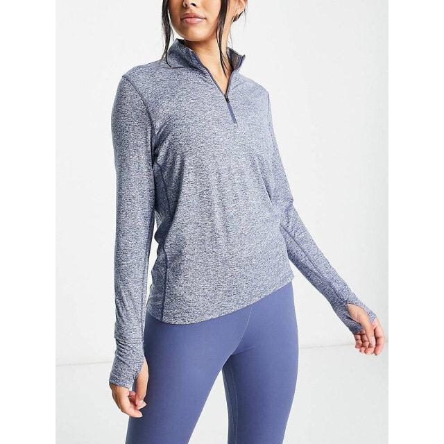 

Синий топ с длинными рукавами и полумолнией Nike Running Element