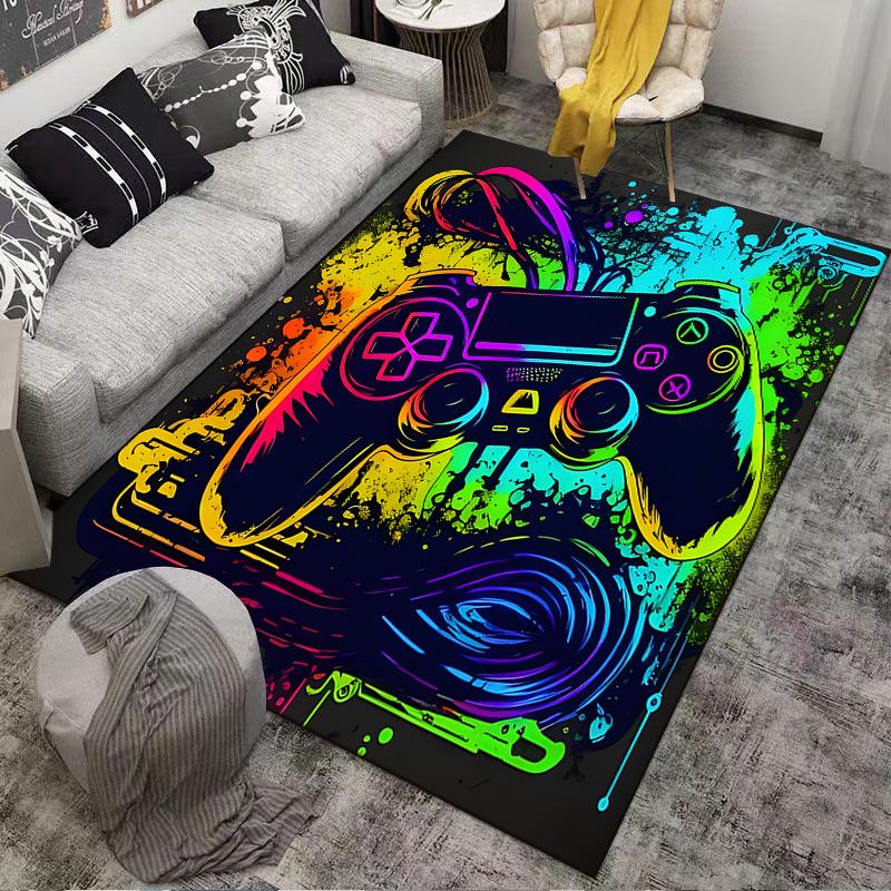 Colorful Game Controller Rug for Gamers Suitable for Use As an Anti-slip Game Mat for Living Room and Bedroom Sofas