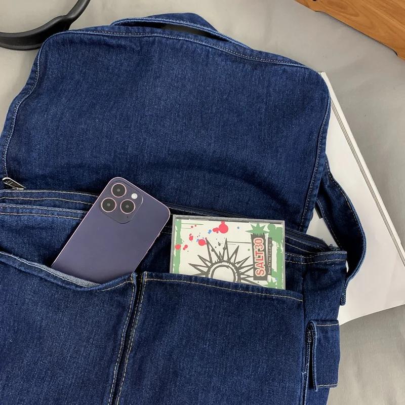 Frühling 2026 Neue Verpackung Große Kapazität Denim-Satchels Fauler Stil Canvas Damen-Schultertaschen Einfache Crossbody-Taschen Herren-Messenger