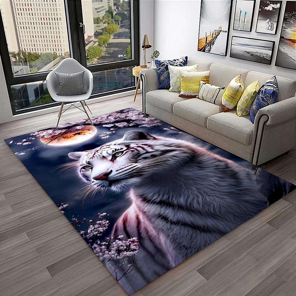 Tappeto Animale Tigre dei Sogni 3D Cartoon per Casa Soggiorno Camera da Letto Divano Zerbino Decorazione, Tappeto per Area Giochi Bambini Tappetino Antiscivolo