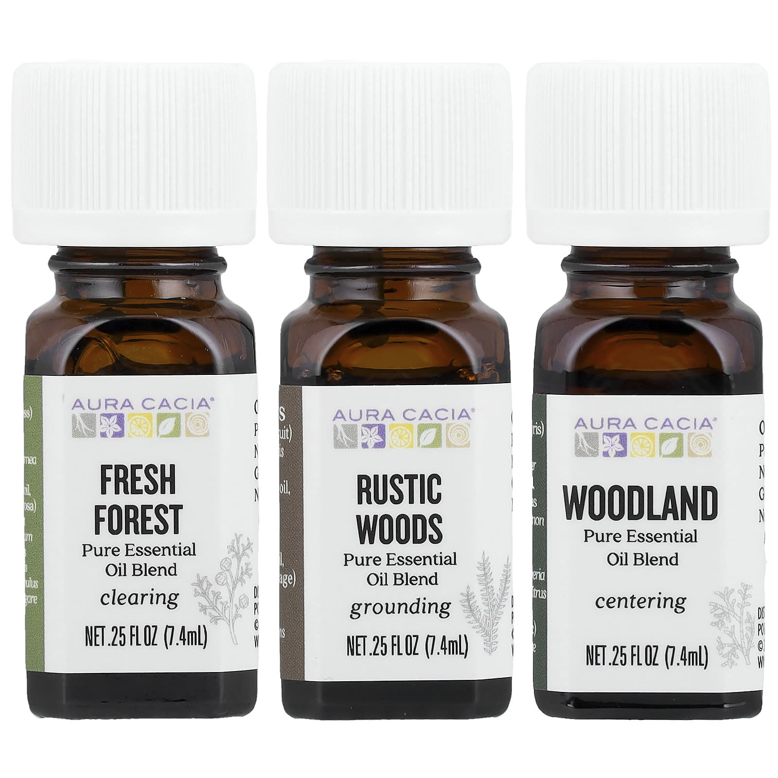 

Aura Cacia, A Walk-in-the-Woods Kit, Pure Essential Oil Blend, 3 Bottles, 7.4 ml (0.25 fl oz) Each