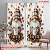 2pcs,2D Plane Printing Curtains Coffee Gnomes Durable Polyester (without Rod) Room Decor Use for Living Room, Office, Kitchen,
